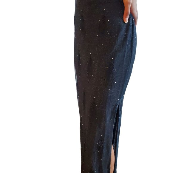 90s/Y2K Vintage Black Lace Up Back Maxi Dress - Picture 5 of 13